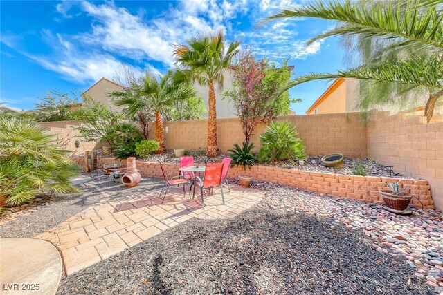 view of patio featuring a fenced backyard