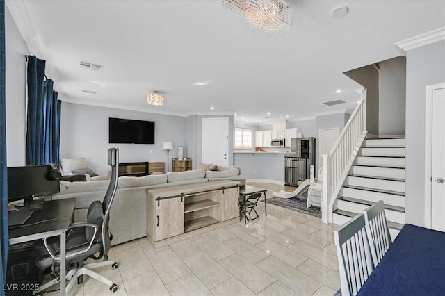3920 Sweet Pine St Unit 102, Las Vegas, NV 89108 - home office with ornamental molding, light tile patterned floors, recessed lighting, and baseboards