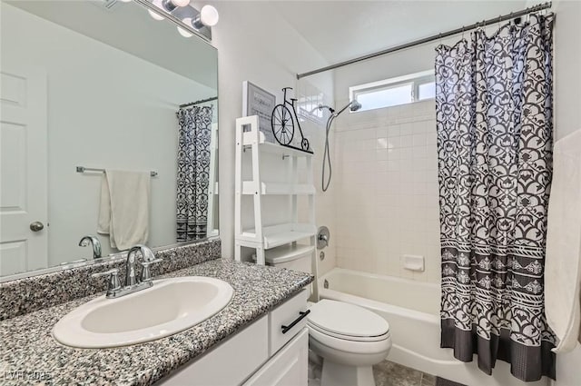 8515 Belcastro St, Las Vegas, NV 89113 - bathroom featuring vanity, shower / bath combination with curtain, and toilet
