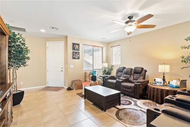 2612 Tullamore Creek Ln, Laughlin, NV 89029 - living area with ceiling fan, baseboards, and light tile patterned flooring