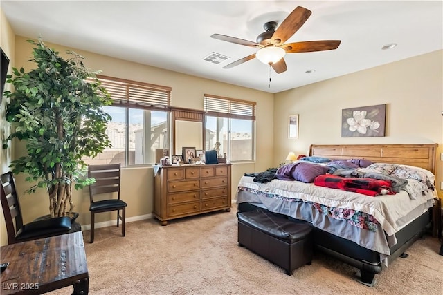 2612 Tullamore Creek Ln, Laughlin, NV 89029 - bedroom featuring light carpet, ceiling fan, and baseboards