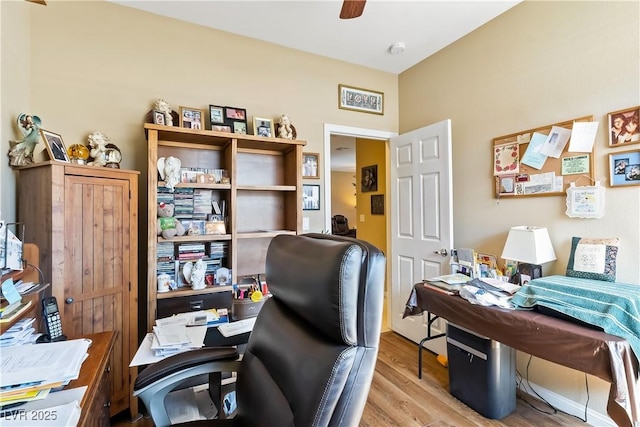 2612 Tullamore Creek Ln, Laughlin, NV 89029 - home office featuring wood finished floors and ceiling fan