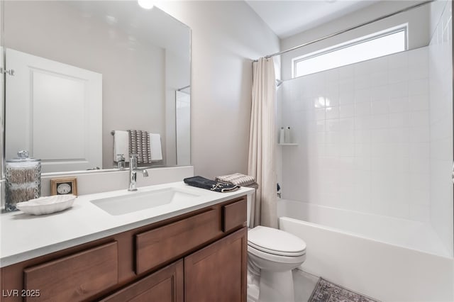 10216 Chrysolite Pl, Las Vegas, NV 89143 - full bathroom with toilet, vanity, and shower / bathtub combination with curtain