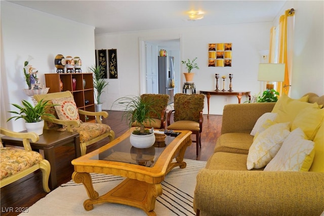 living area with wood finished floors