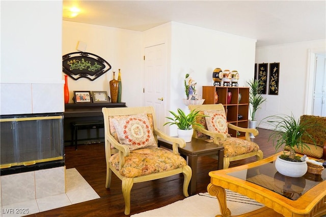 sitting room with wood finished floors