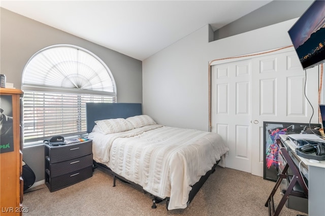 1010 Armillaria St, Henderson, NV 89011 - carpeted bedroom featuring a closet and vaulted ceiling