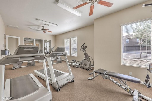 4516 Townwall St, Las Vegas, NV 89115 - workout area with a wealth of natural light, baseboards, and ceiling fan