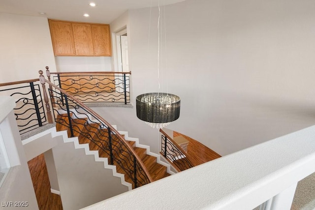 506 Staghorn Pass Ave, Las Vegas, NV 89183 - stairway featuring recessed lighting