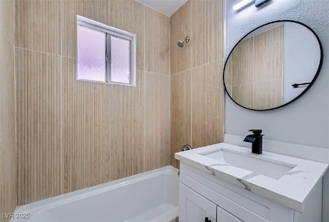 full bathroom featuring vanity and shower / tub combination