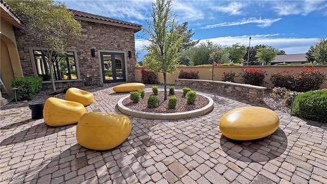 view of patio / terrace featuring french doors
