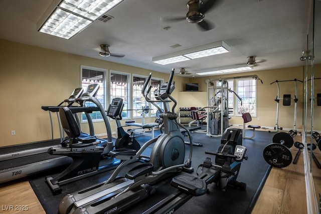 231 W Horizon Ridge Parkway Unit 314, Henderson, NV 89012 - gym featuring a ceiling fan and wood finished floors