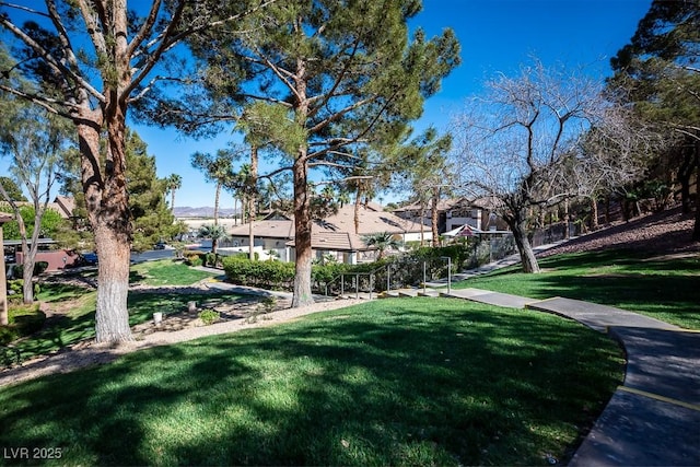 view of community featuring a residential view and a yard