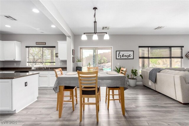dining room featuring visible vents and plenty of natural light
