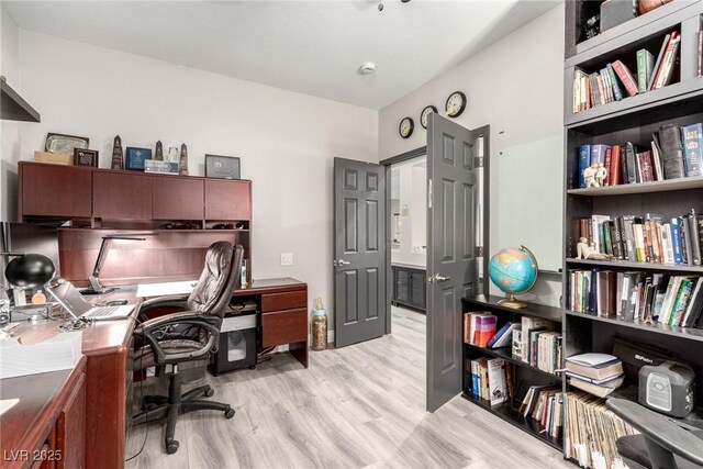 office area featuring light wood-style flooring