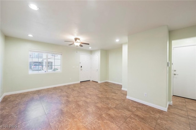7649 Calico Fields St, Las Vegas, NV 89149 - unfurnished room with baseboards, ceiling fan, and recessed lighting