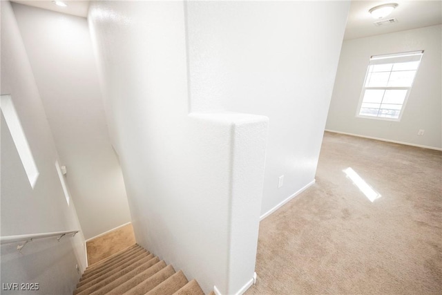 7649 Calico Fields St, Las Vegas, NV 89149 - stairway with carpet floors, baseboards, and visible vents