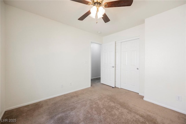 7649 Calico Fields St, Las Vegas, NV 89149 - unfurnished bedroom with baseboards, carpet floors, ceiling fan, and a closet