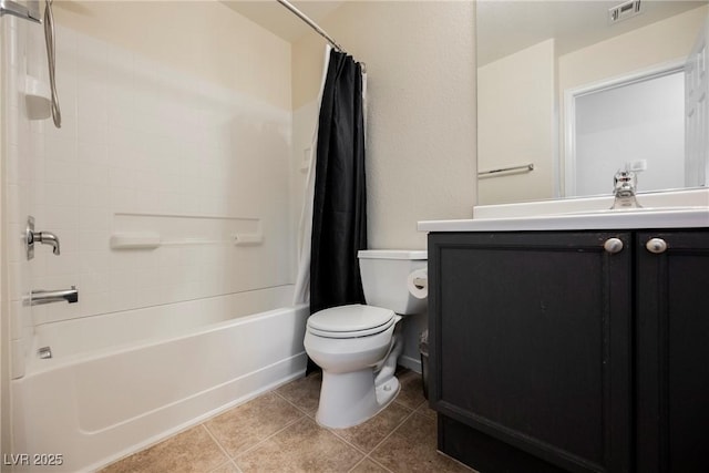 7649 Calico Fields St, Las Vegas, NV 89149 - full bath with toilet, shower / tub combo with curtain, vanity, tile patterned flooring, and visible vents