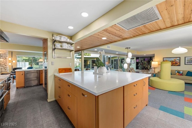 3586 Spencer St, Las Vegas, NV 89169 - kitchen with a warming drawer, decorative light fixtures, recessed lighting, and open floor plan