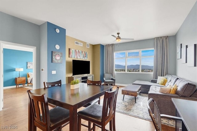 150 Las Vegas Blvd Unit 918, Las Vegas, NV 89101 - dining area featuring ceiling fan, light wood-type flooring, and baseboards