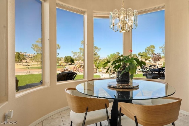 10524 Longwood Dr, Las Vegas, NV 89134 - sunroom with plenty of natural light, baseboards, a notable chandelier, and tile patterned flooring