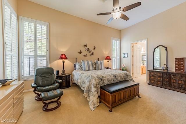 10524 Longwood Dr, Las Vegas, NV 89134 - bedroom with ceiling fan and carpet flooring