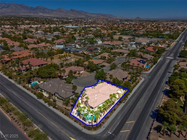 2290 Casa Bella Ct, Las Vegas, NV 89117 - aerial view of residential area with a mountainous background and property boundaries highlighted
