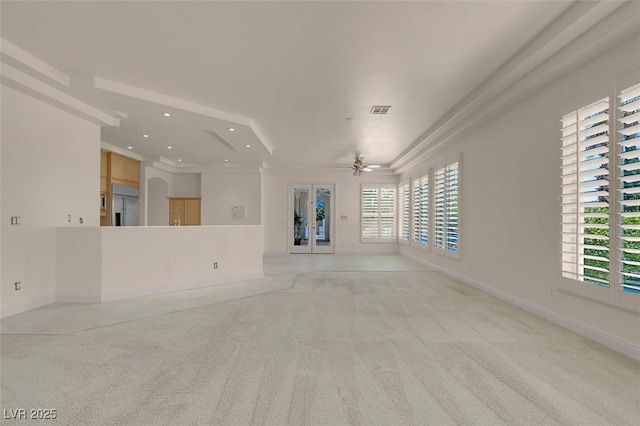 2290 Casa Bella Ct, Las Vegas, NV 89117 - unfurnished living room with recessed lighting, light colored carpet, and a ceiling fan