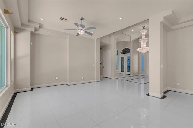 2290 Casa Bella Ct, Las Vegas, NV 89117 - spare room featuring ceiling fan, tile patterned floors, and recessed lighting