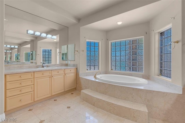 2290 Casa Bella Ct, Las Vegas, NV 89117 - full bath with vanity, a bath, and tile patterned flooring