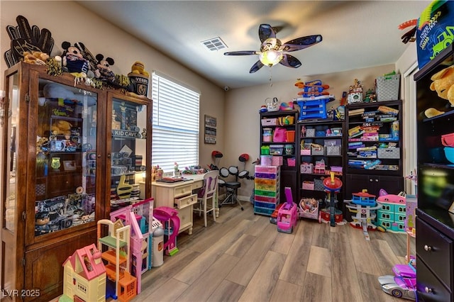 9511 Star Vista Ct, Las Vegas, NV 89149 - game room featuring a ceiling fan and wood finished floors