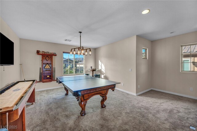 12283 Lost Treasure Ave, Las Vegas, NV 89138 - game room with baseboards, carpet flooring, and visible vents