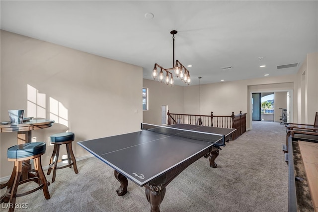 12283 Lost Treasure Ave, Las Vegas, NV 89138 - playroom featuring carpet floors, recessed lighting, visible vents, and a healthy amount of sunlight