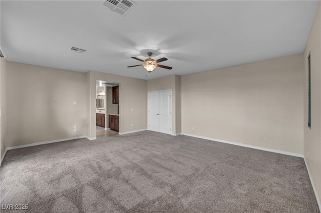 12283 Lost Treasure Ave, Las Vegas, NV 89138 - carpeted empty room featuring visible vents, baseboards, and ceiling fan
