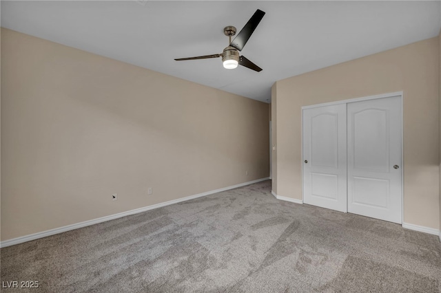 12283 Lost Treasure Ave, Las Vegas, NV 89138 - unfurnished bedroom featuring carpet floors, a ceiling fan, baseboards, and a closet