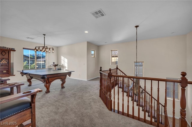 12283 Lost Treasure Ave, Las Vegas, NV 89138 - recreation room featuring a healthy amount of sunlight, baseboards, carpet, and visible vents