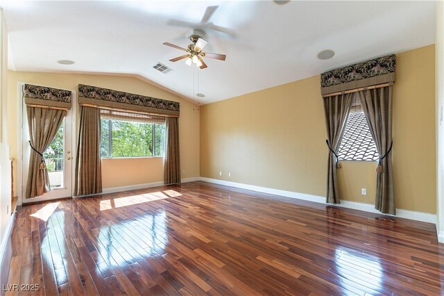 812 Eaglewood Dr, Las Vegas, NV 89144 - unfurnished room with ceiling fan, hardwood / wood-style flooring, and lofted ceiling