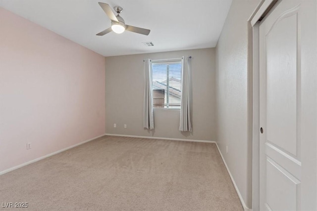 640 Finch Island Ave, Henderson, NV 89015 - unfurnished bedroom featuring a ceiling fan, baseboards, visible vents, and light carpet