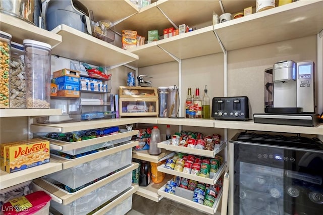 storage area with wine cooler