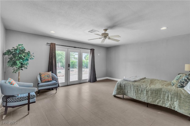 4678 Saddle Pl, Las Vegas, NV 89119 - bedroom featuring access to exterior, french doors, recessed lighting, a ceiling fan, and baseboards