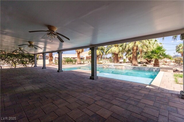 4678 Saddle Pl, Las Vegas, NV 89119 - view of pool with a patio area, ceiling fan, and a pool with connected hot tub