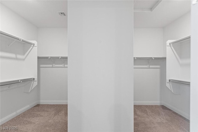 spacious closet featuring carpet and visible vents