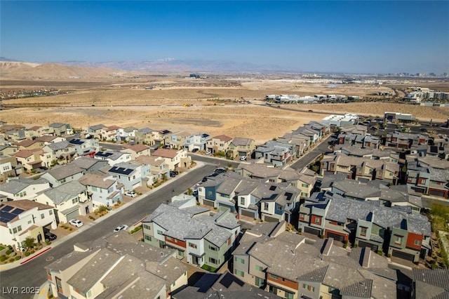 aerial view featuring a residential view and a mountain view