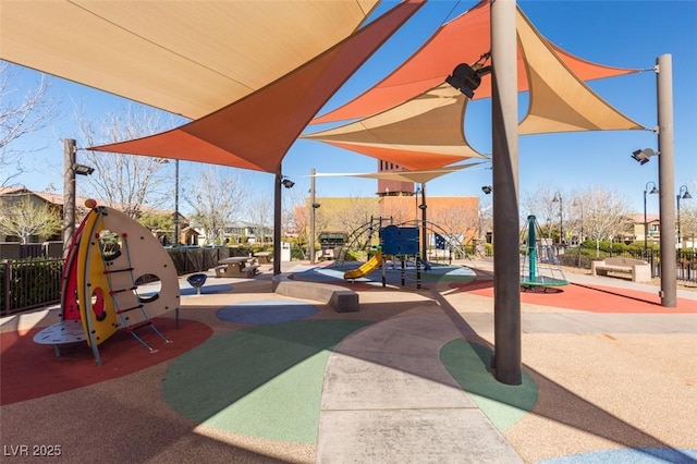 community play area featuring fence