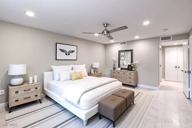 205 E Harmon Ave Unit 1007, Las Vegas, NV 89169 - bedroom with recessed lighting and ceiling fan