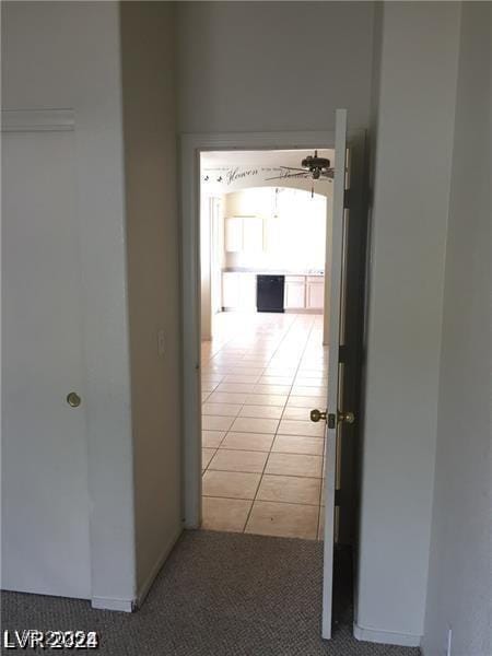 hall with light carpet