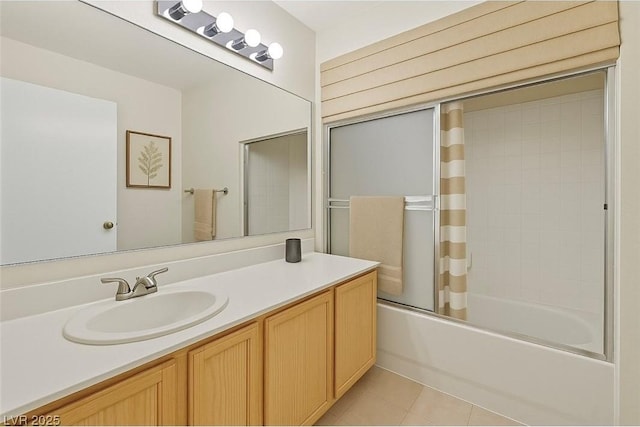 7901 Idledale Ct Unit 102, Las Vegas, NV 89145 - full bathroom featuring tile patterned flooring, shower / tub combo with curtain, and vanity