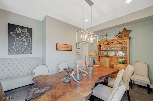 10840 Rosin Jaw St, Las Vegas, NV 89183 - dining room featuring carpet floors, recessed lighting, and an inviting chandelier