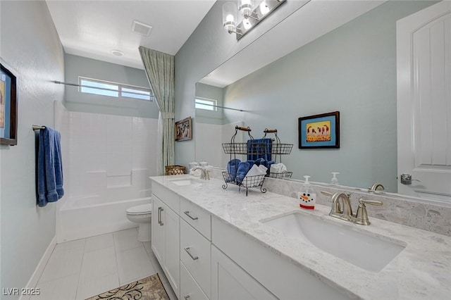10840 Rosin Jaw St, Las Vegas, NV 89183 - full bath with toilet, double vanity, a sink, and visible vents