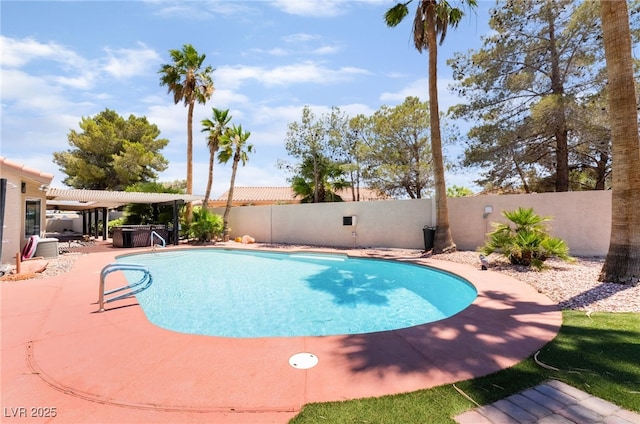 5217 Cold River Ave, Las Vegas, NV 89130 - view of swimming pool with a fenced backyard, a patio area, and a pergola